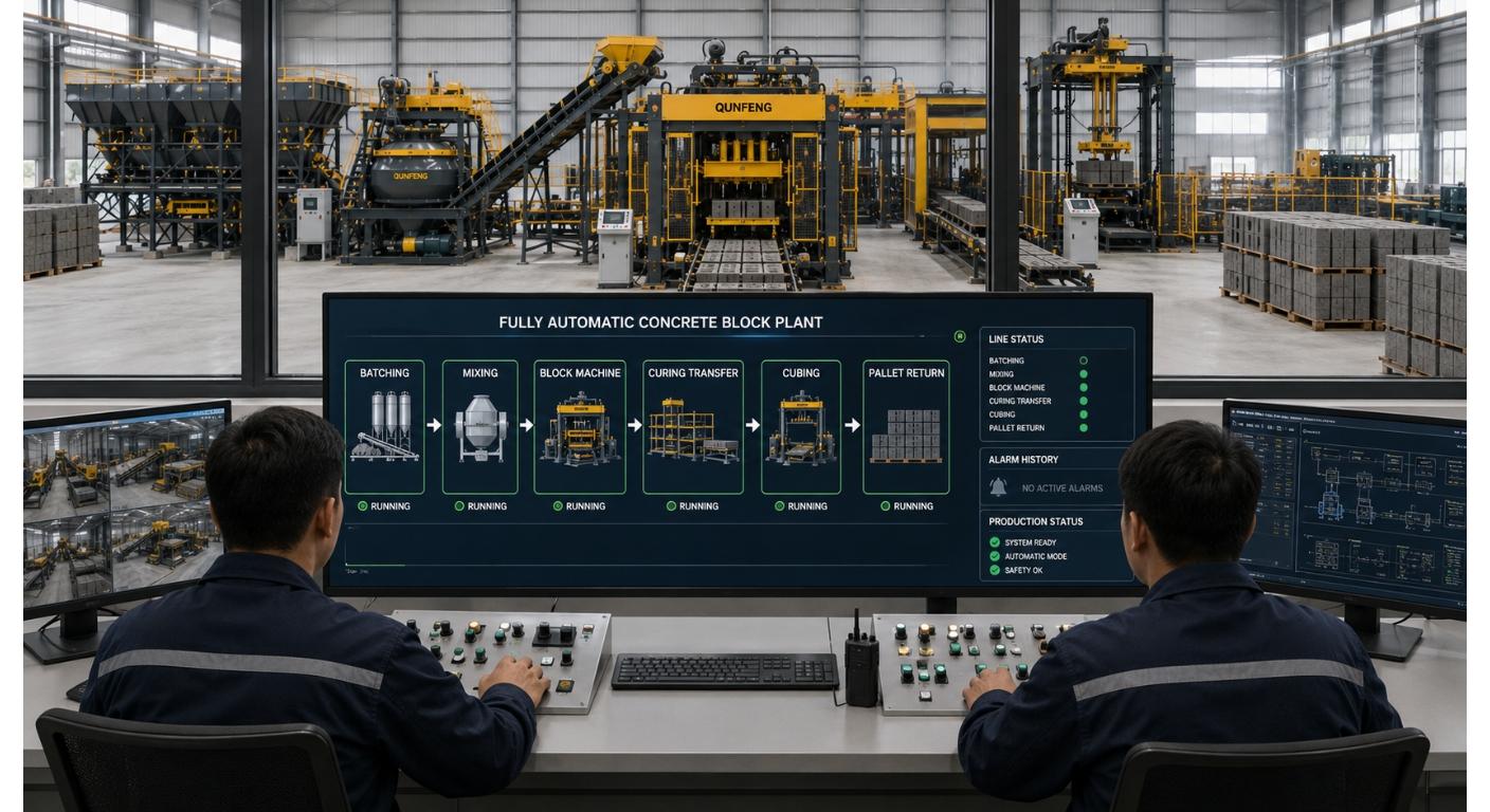 Máquina para fazer blocos de concreto totalmente automática