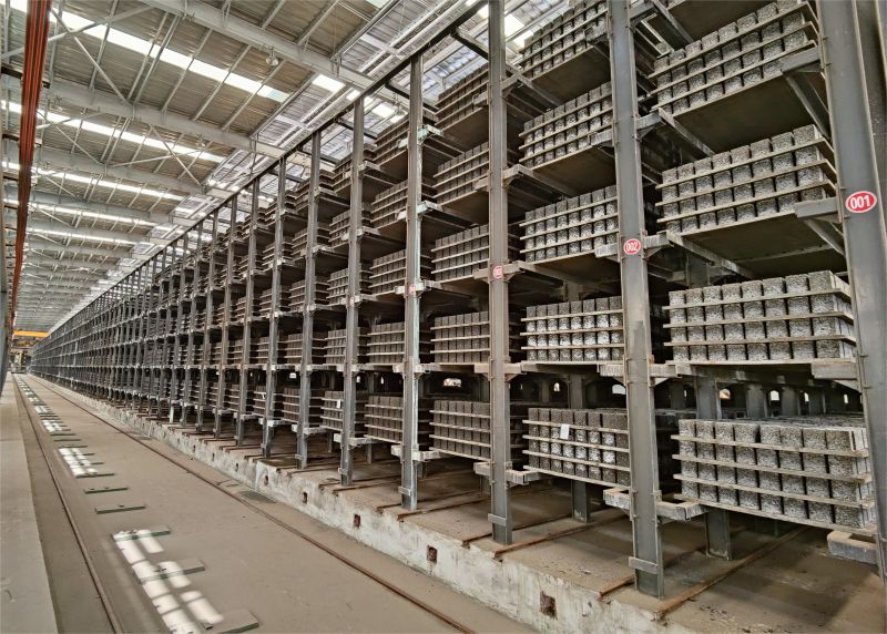 o rack de cura da linha de produção de blocos automáticos QS1500 em Taixing, província de Jiangsu 