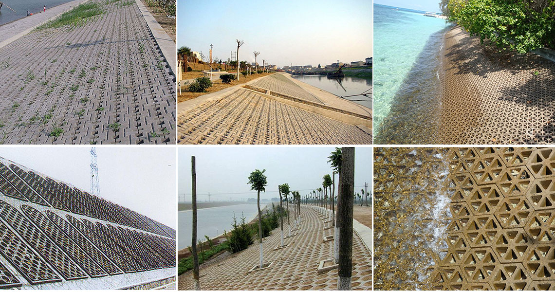 S&eacute;rie de tijolos para estabiliza&ccedil;&atilde;o de taludes