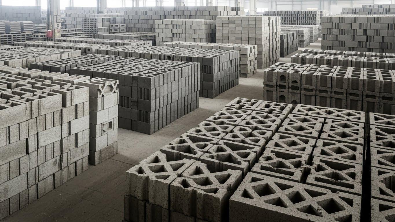 Linha de produ&ccedil;&atilde;o de blocos ocos 