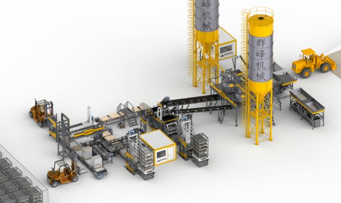 Linha de produ&ccedil;&atilde;o de blocos 