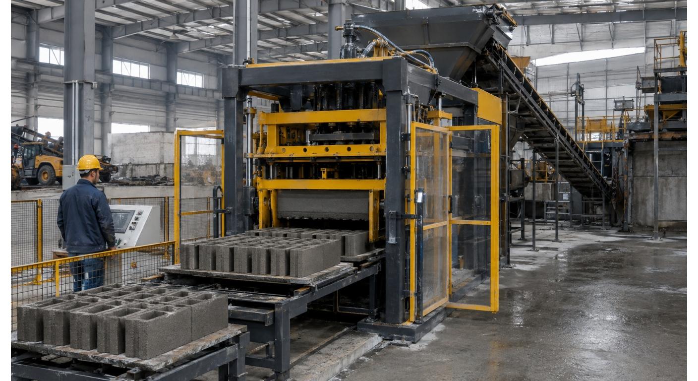 M&aacute;quina autom&aacute;tica para fazer blocos de concreto