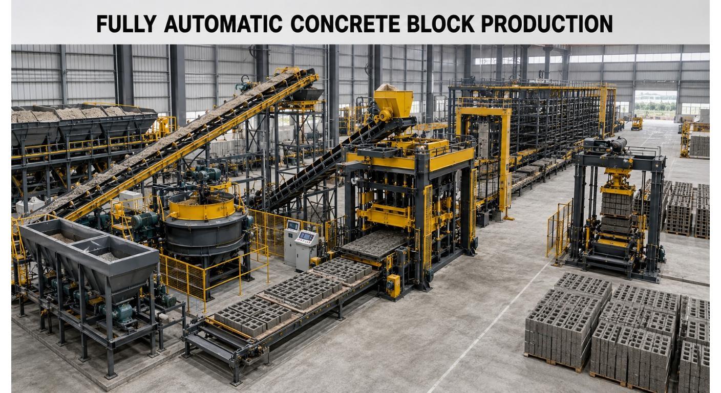 M&aacute;quina para fazer blocos de concreto totalmente autom&aacute;tica