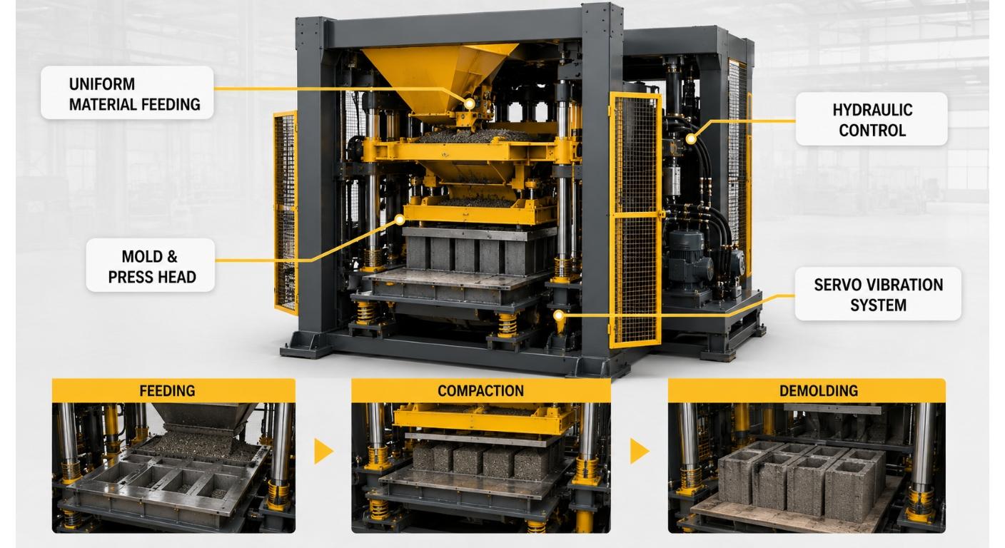 M&aacute;quina autom&aacute;tica para fazer blocos de concreto